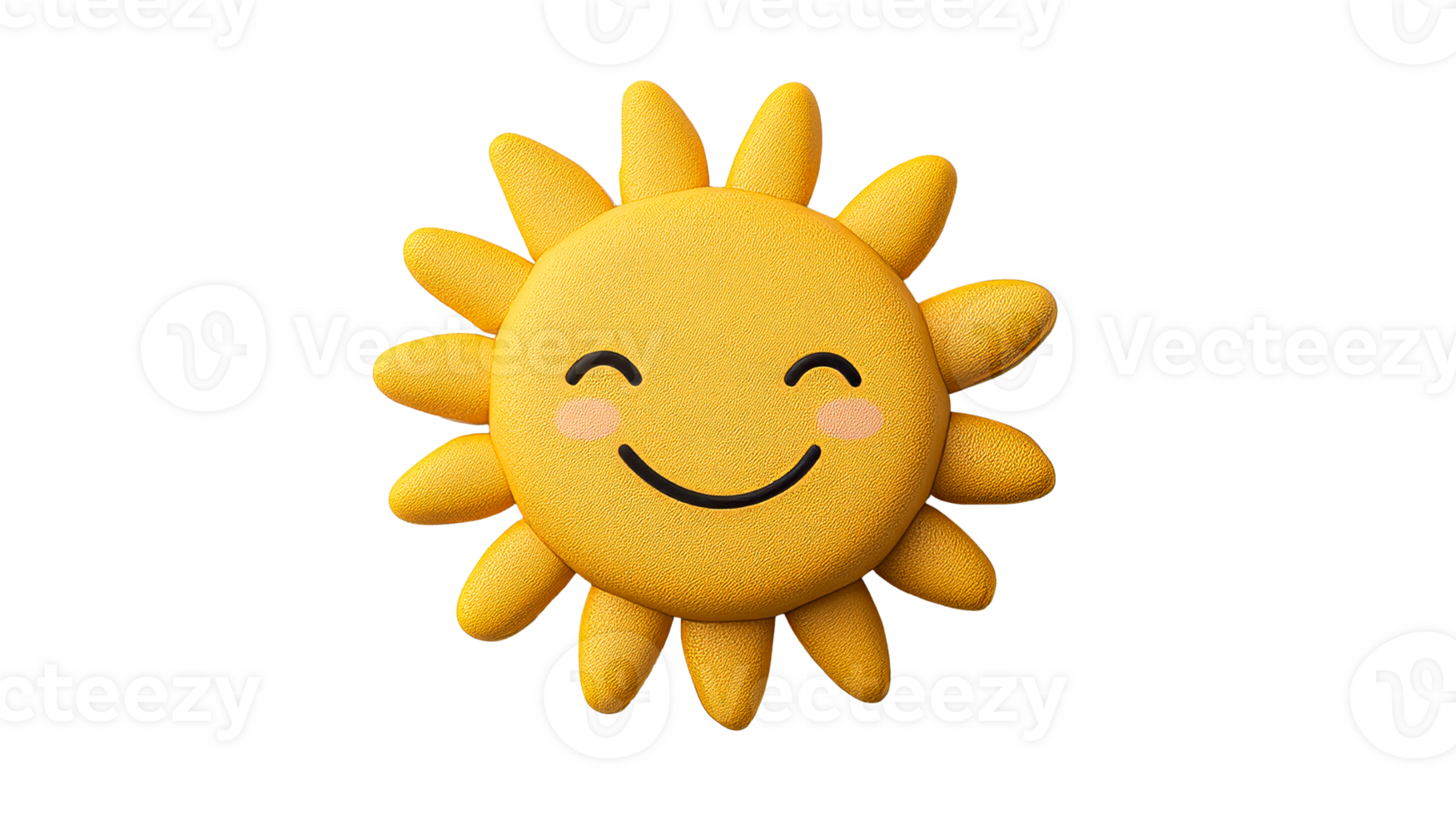 Smiling sun with rays on a black background, cut out transparent png