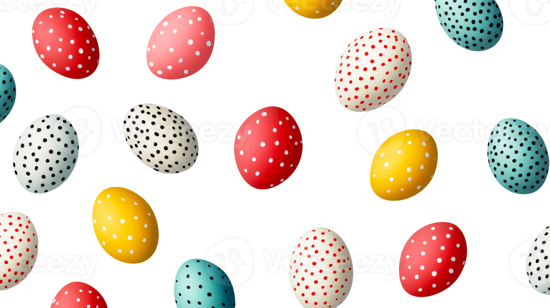 Colorful Easter Eggs with Dots Pattern, Cut Out Transparent png