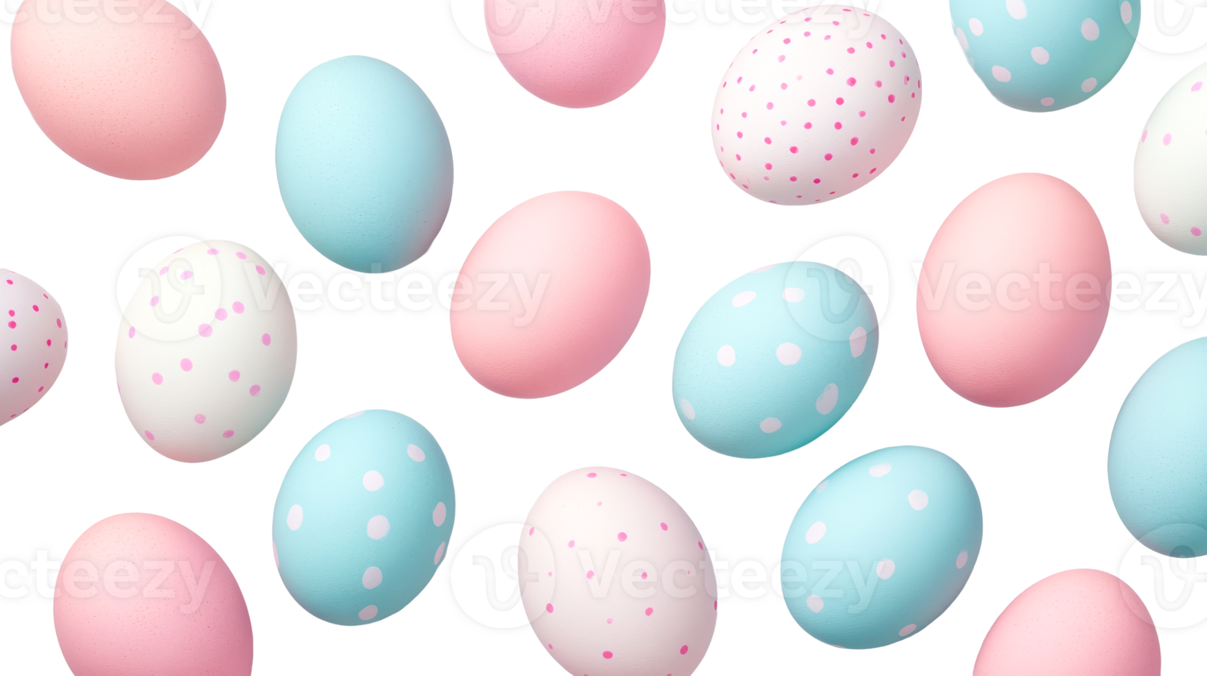 Easter eggs on black, colorful pastel design background, cut out transparent png