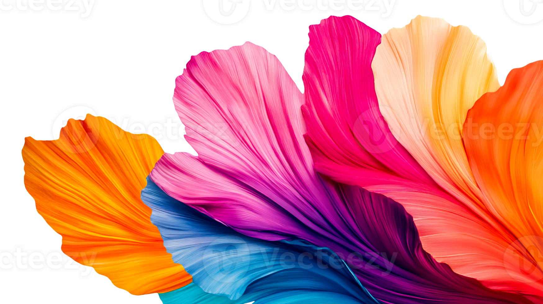 Abstract petals in vivid colors, creative illustration, cut out transparent png