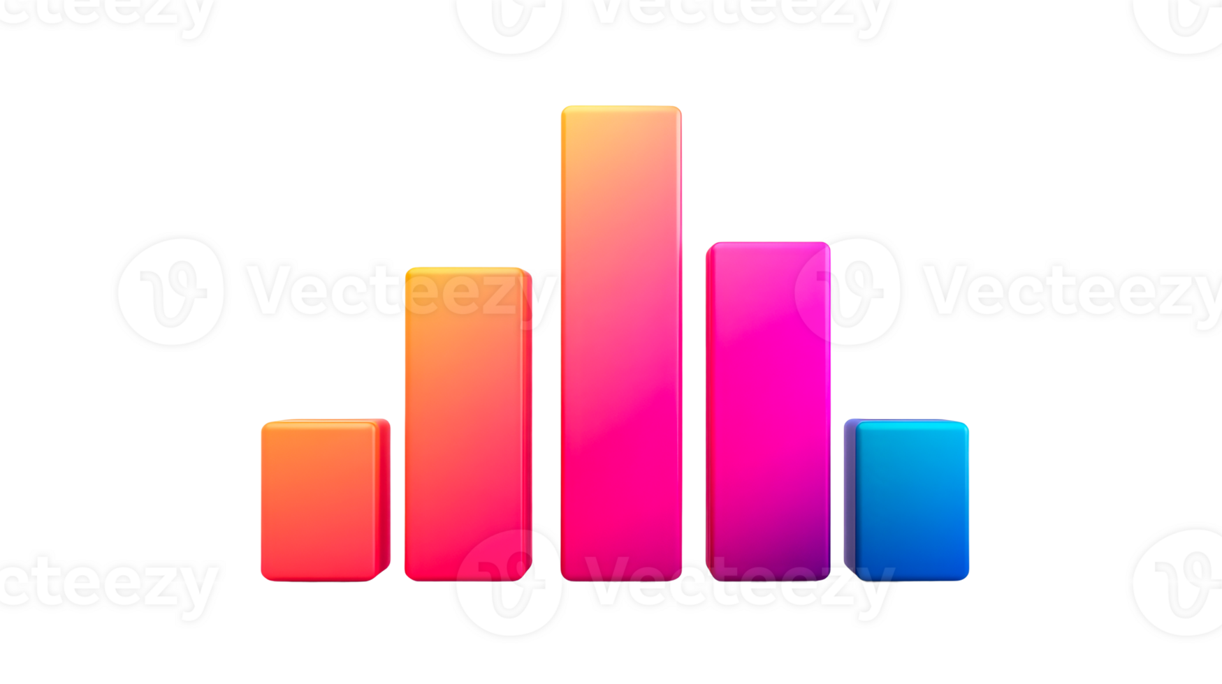 Gradient Bar Chart on Black Background, cut out transparent png