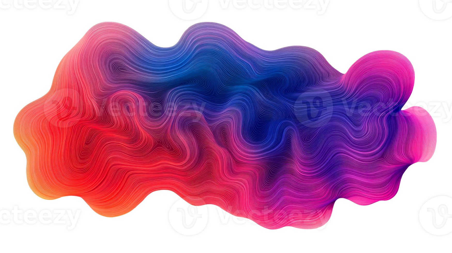 Abstract gradient swirl design with smooth lines and vibrant colors, cut out transparent png