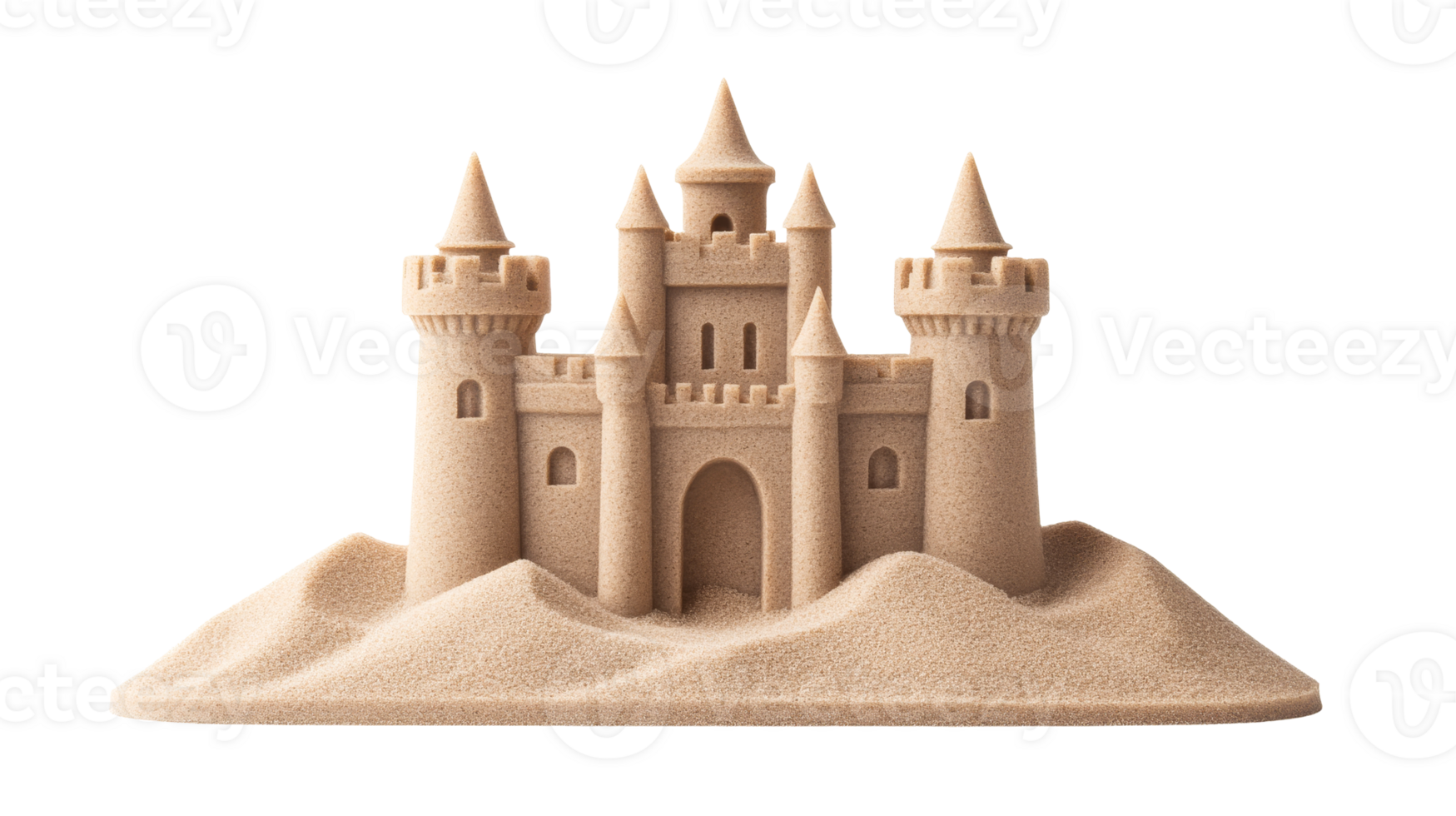 Sandcastle on beach, architecture, construction, leisure, cut out transparent png