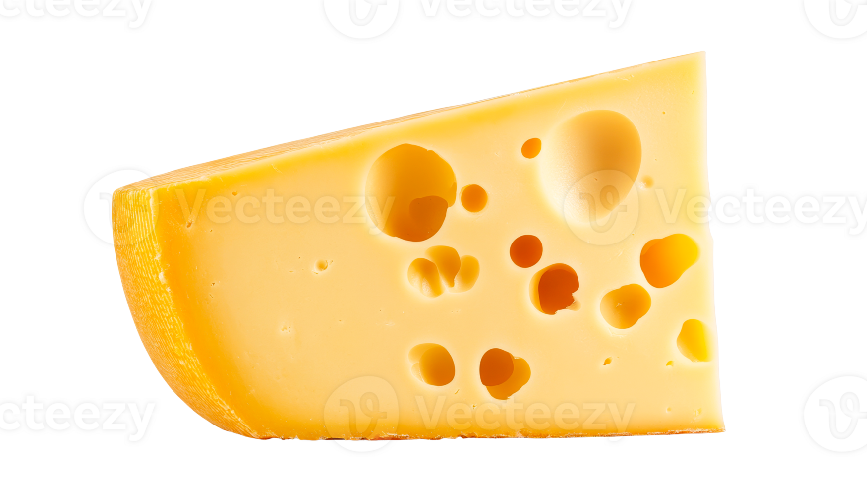 Cheese chunk with large holes, tasty and fresh, cut out transparent png