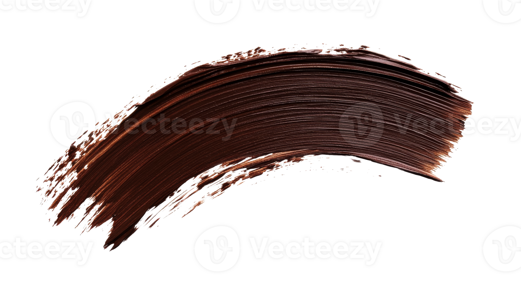 Dark brown textured arc, brush stroke smudge, isolated object, cut out transparent png