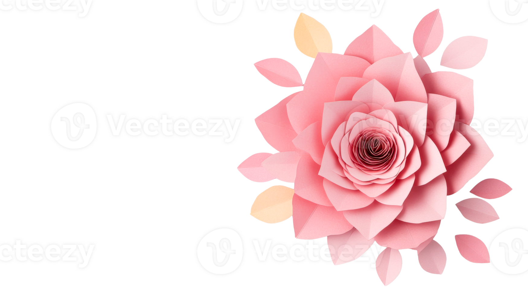Pink rose, paper flower, romance, decoration, black background, cut out transparent png
