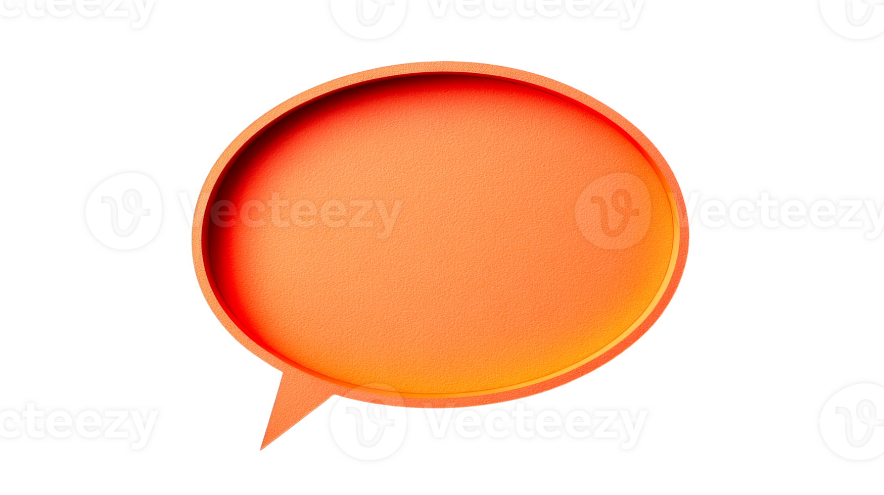 Orange speech bubble icon, isolated, blank dialog, cut out transparent png
