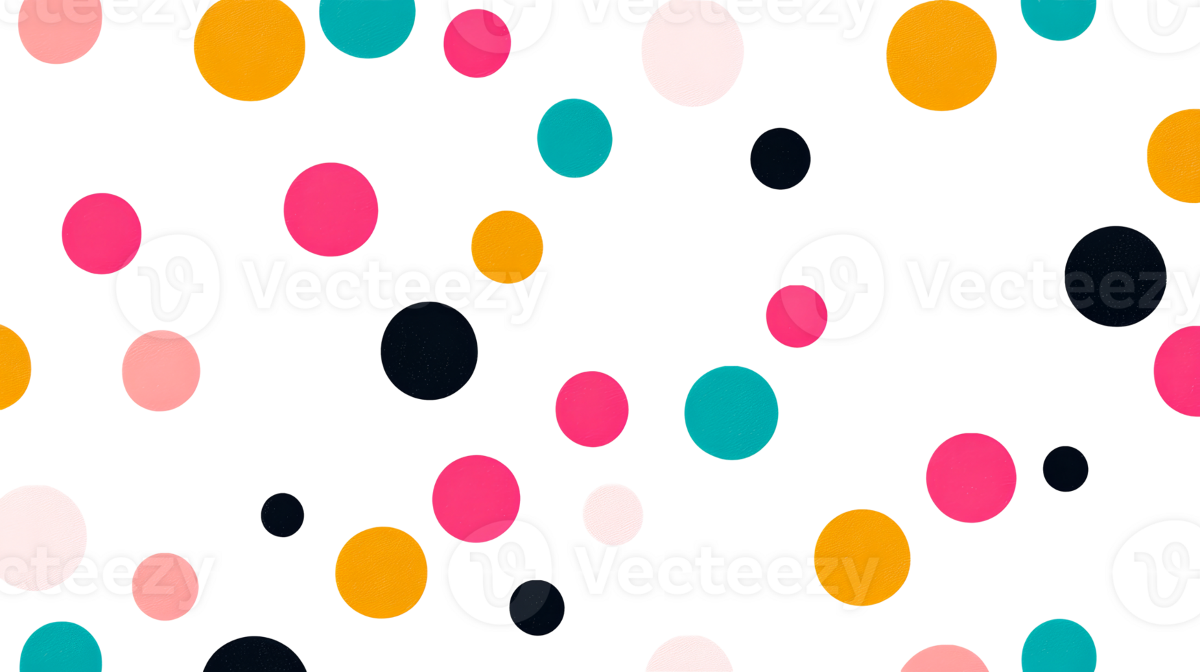 Colorful circles on a black background, abstract confetti, cut out transparent png