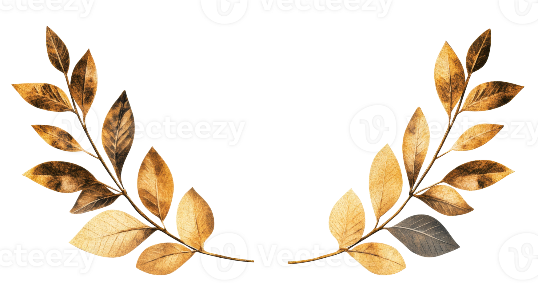 Golden leaves wreath, foliage frame for decoration, elegant ornament, cut out transparent png