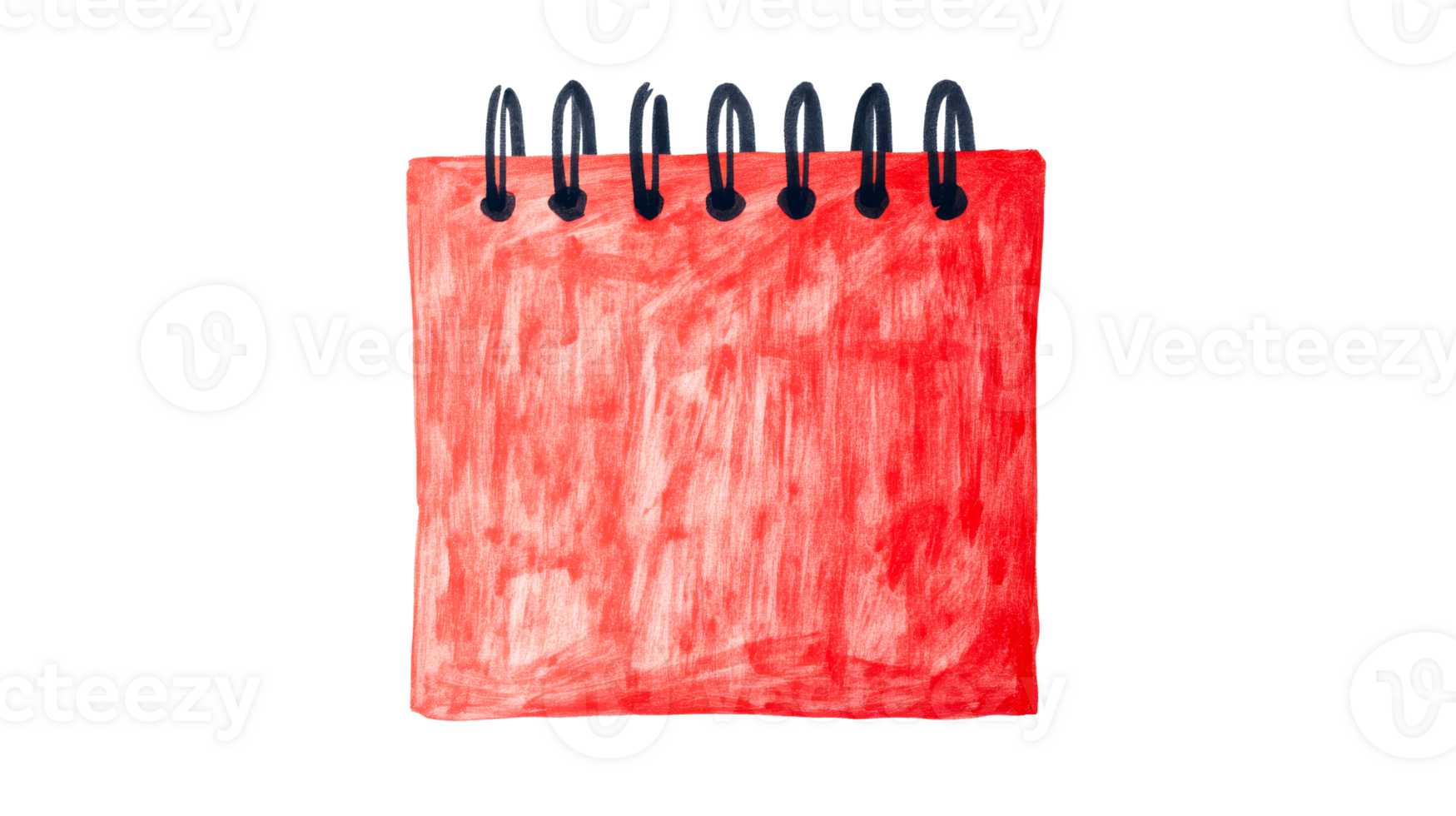 Spiral notebook with red pages, stationery object, cut out transparent png