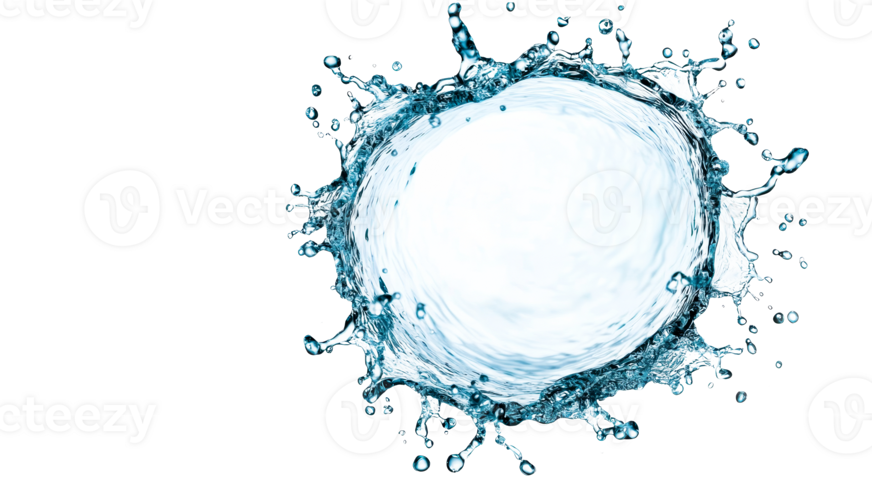 Water splash circle shape on black background, cut out transparent png