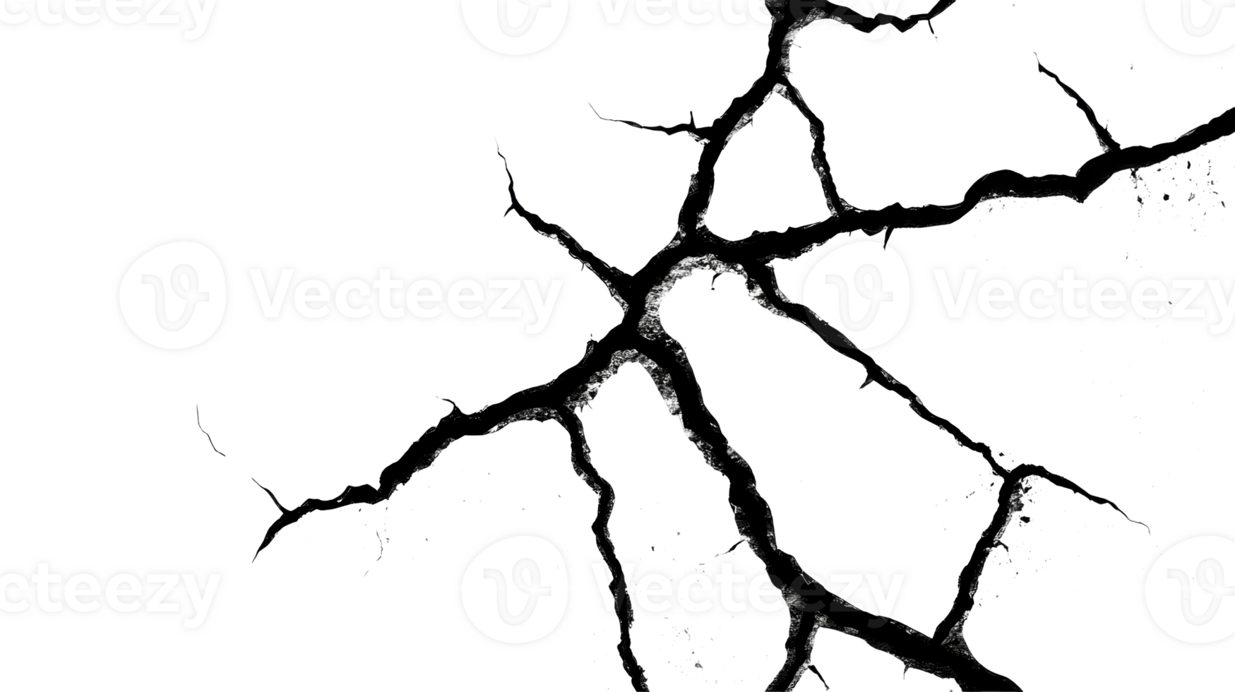 Lightning, crack, split, vein in darkness, abstract design , cut out transparent png