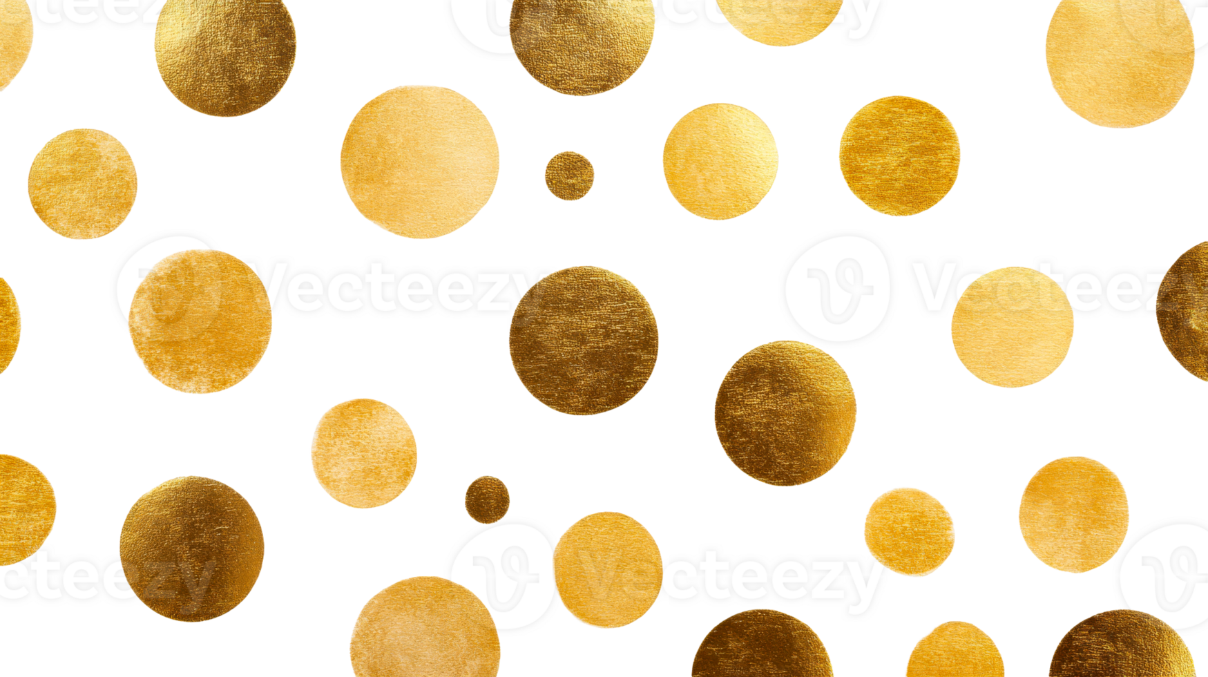 Golden Circles Scattered on Black Background, cut out transparent png