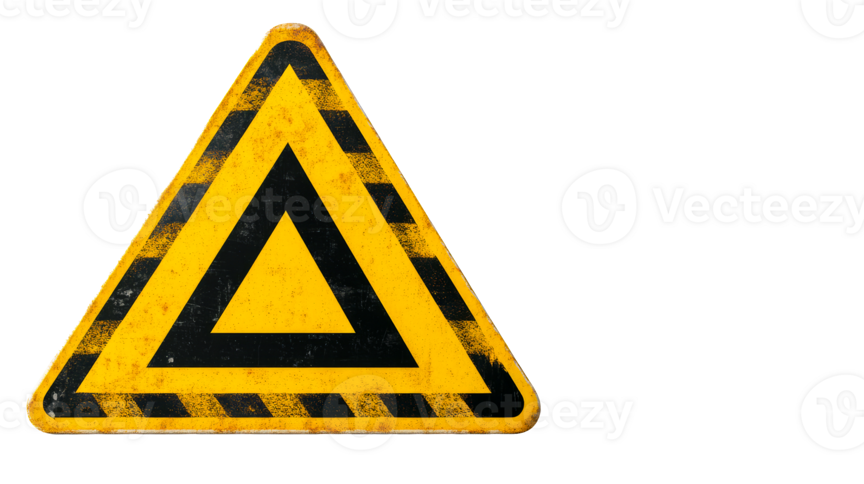 Warning sign with black stripes and triangle, attention sign, cut out transparent png