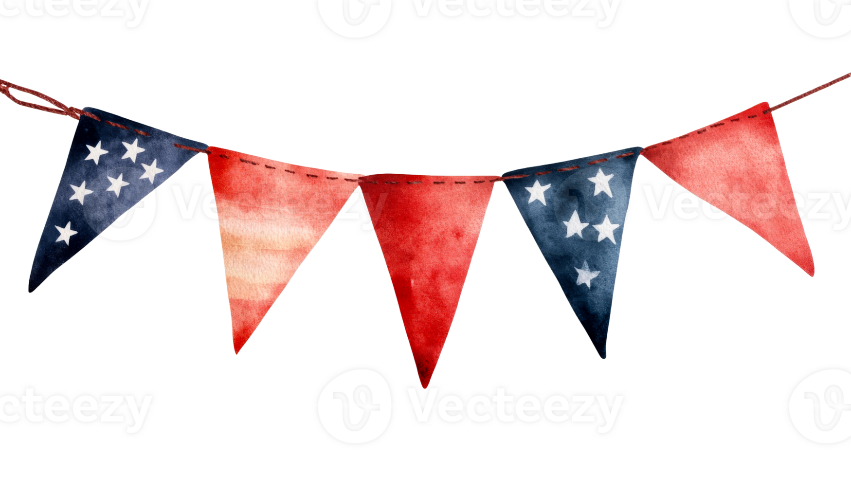 Patriotic bunting with stars and stripes, celebration, cut out transparent png