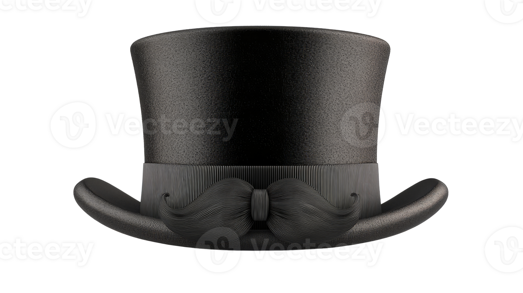 Classic top hat with mustache embellishment, cut out transparent png