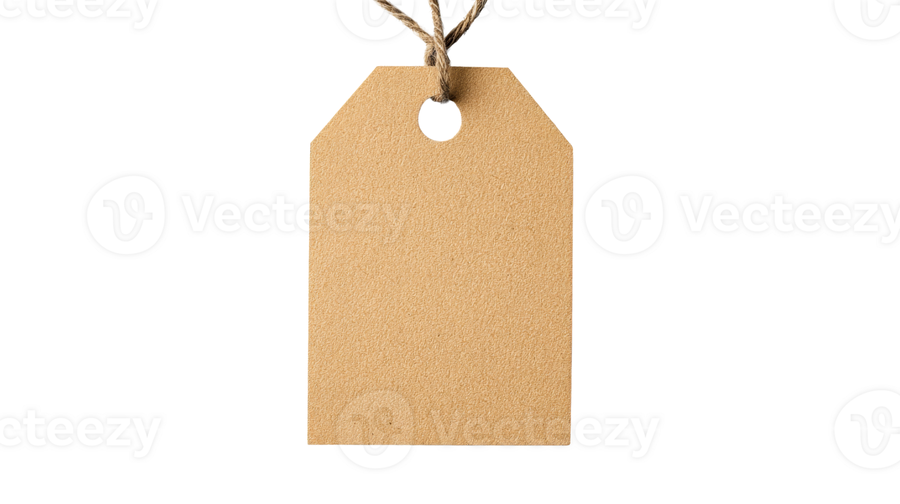 Empty label hanging on string, brown, cardboard, template, cut out transparent png