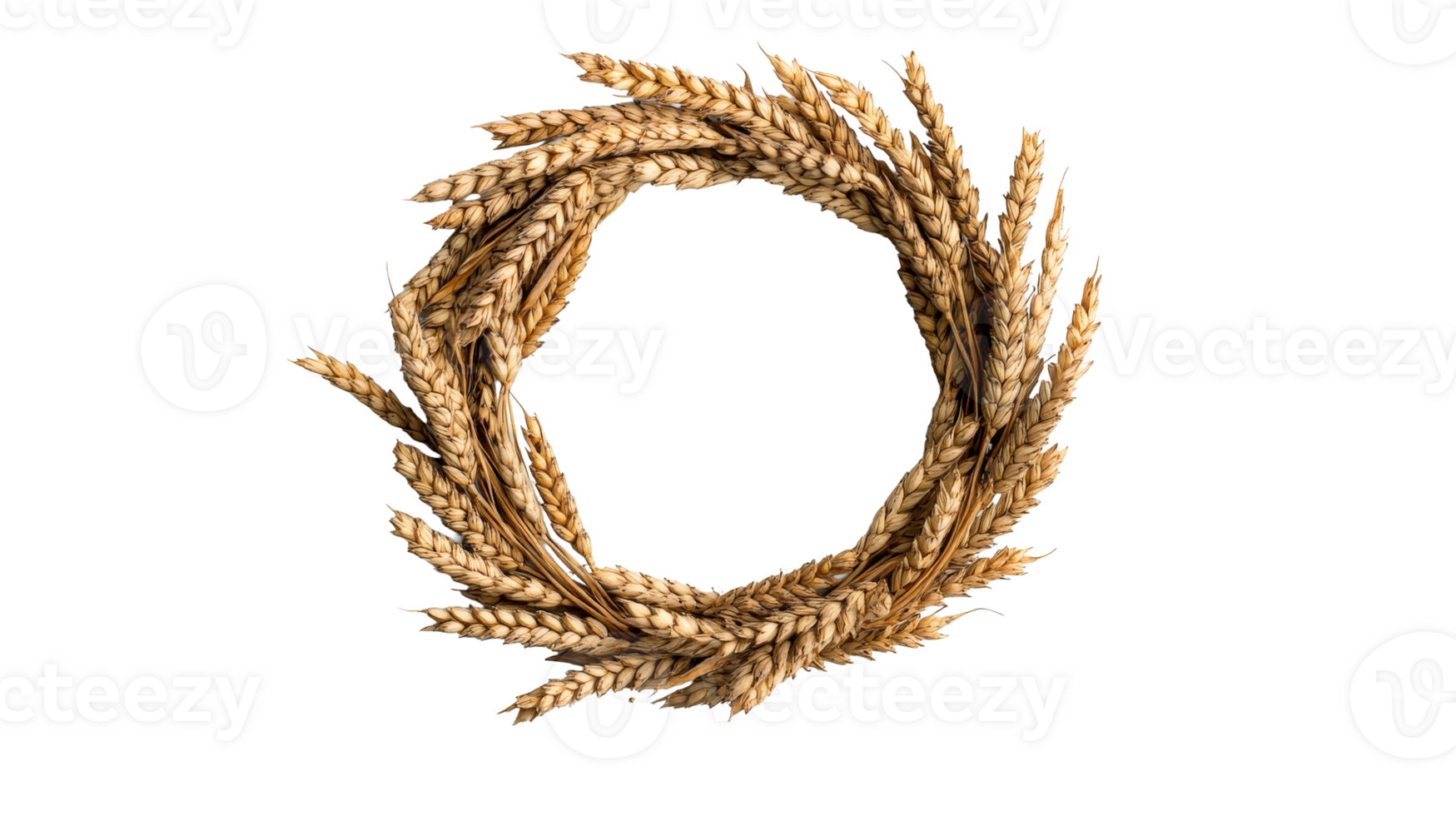 Wheat ears wreath, cut out transparent png