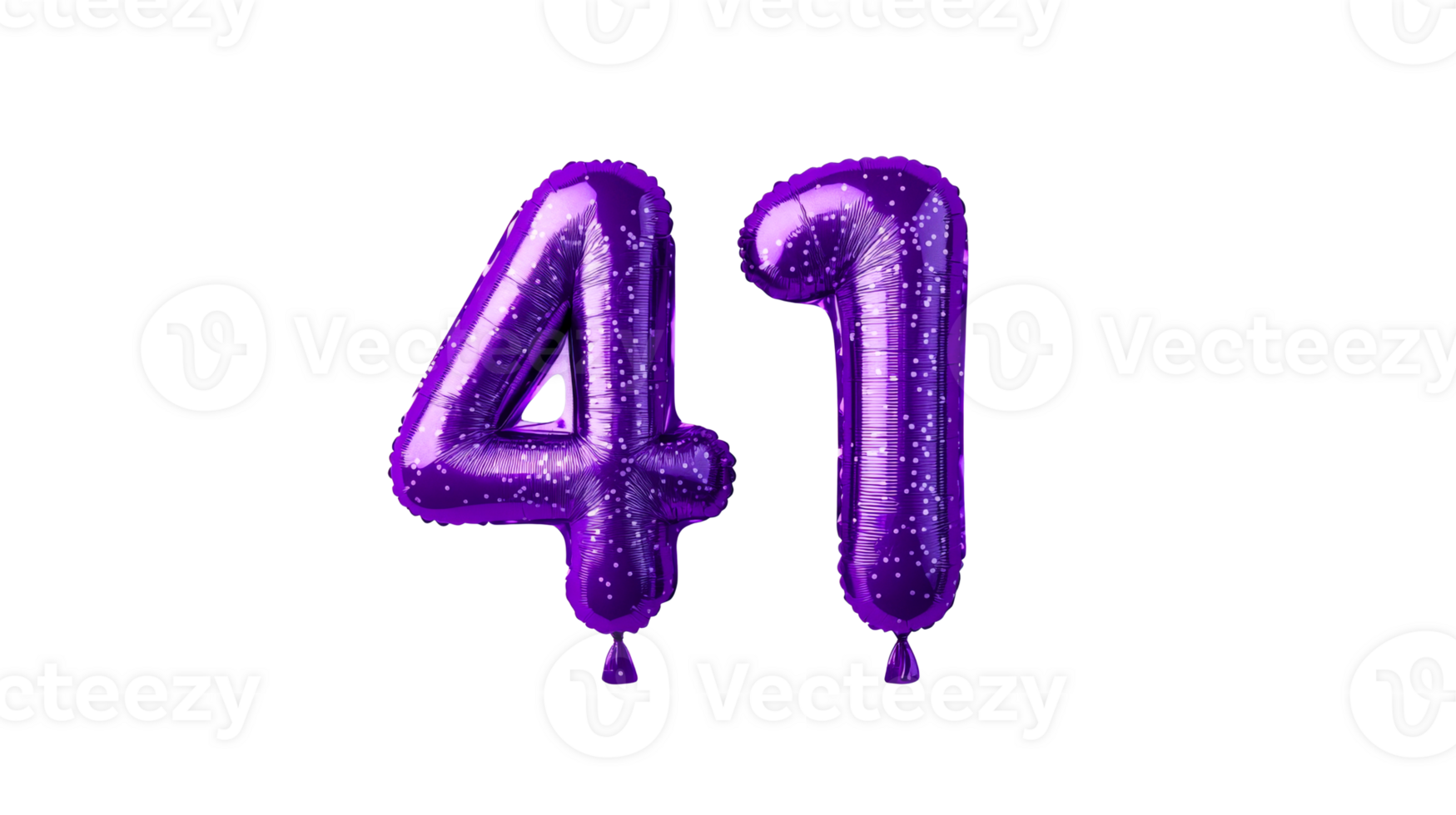 Shiny Purple Number Balloons Forming 41, Festive Design, cut out transparent png