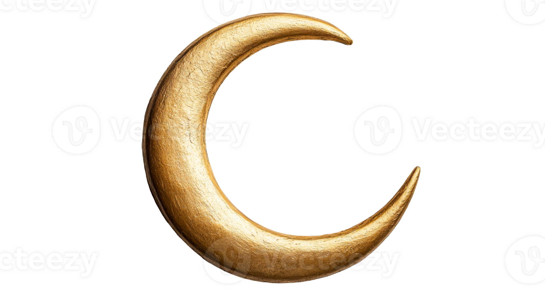 Golden moon crescent shape celestial, dreamy background, cut out transparent png