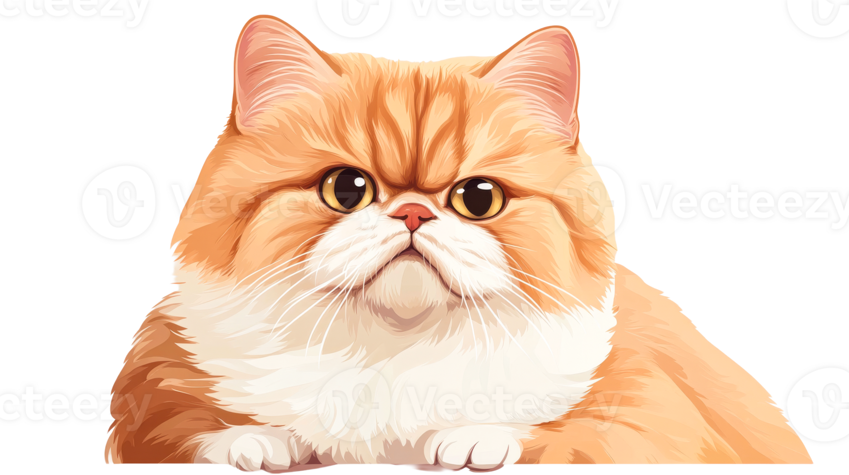 Orange Persian cat staring straight ahead, pet, fluffy, domestic, cut out transparent png