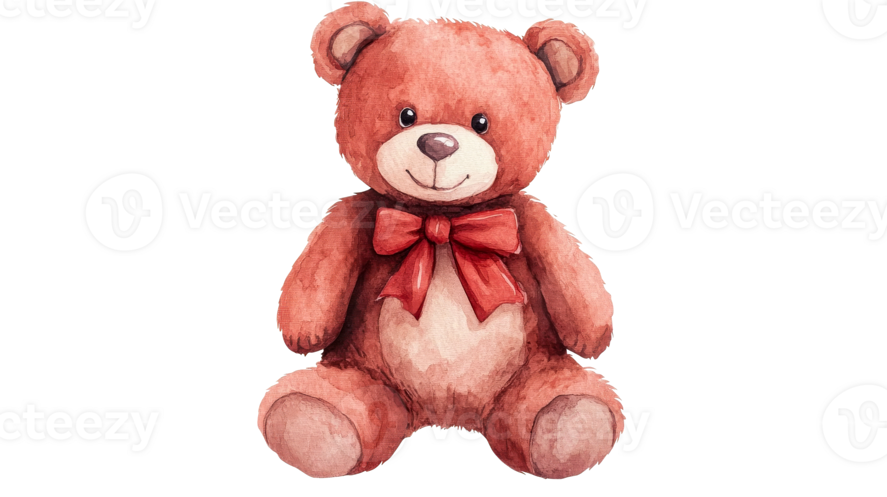 Watercolor Teddy Bear with Bowtie, Plush Toy, Cut Out Transparent png