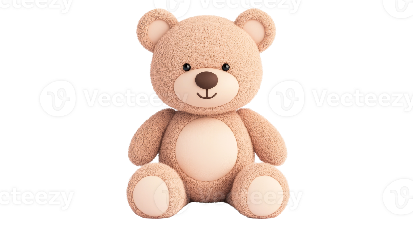 Adorable teddy bear, plush animal toy, cuddly friend, beige fur, soft texture, cut out transparent png