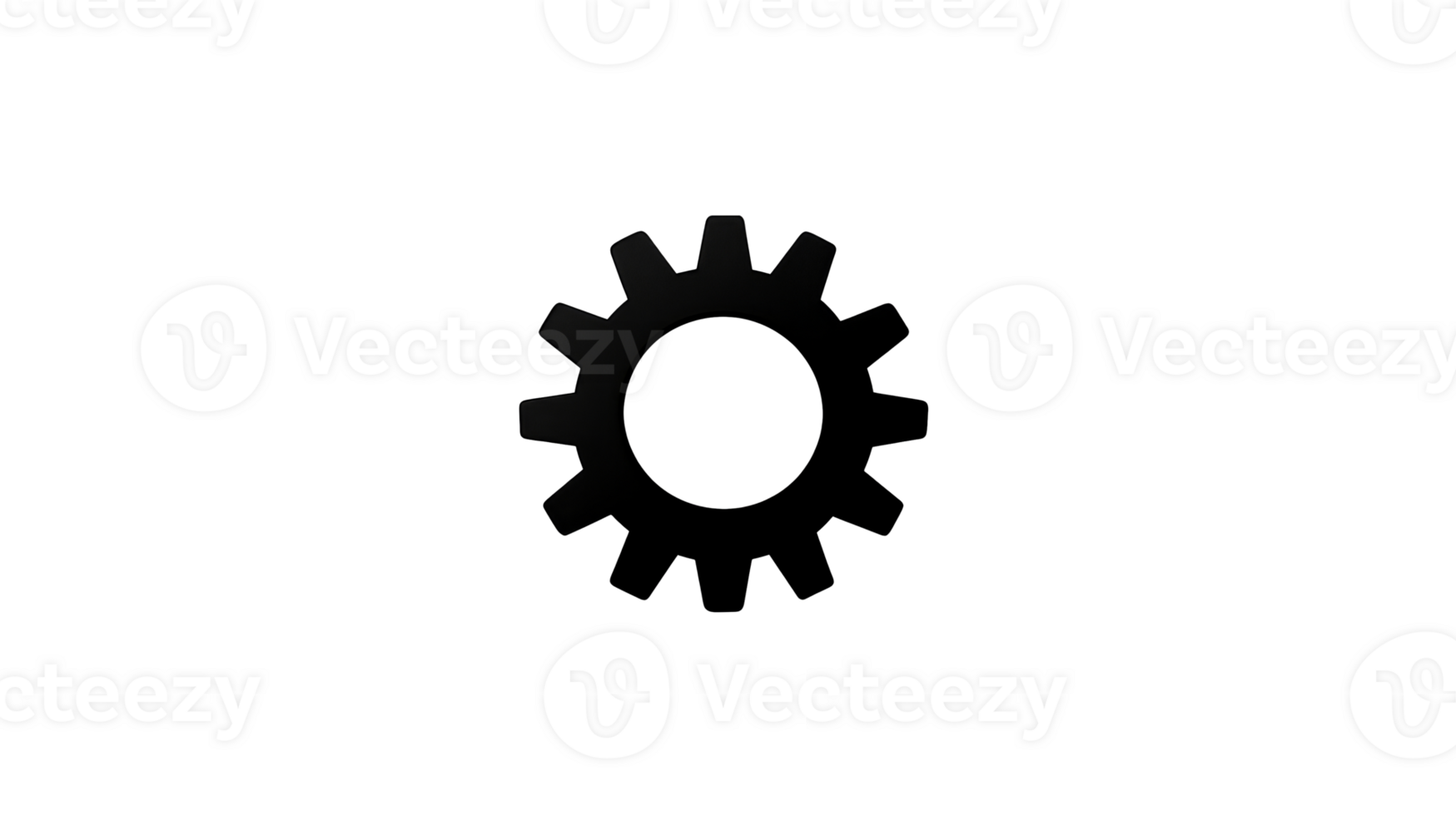 Dark gear, setting element, technology and industry symbol, cut out transparent png