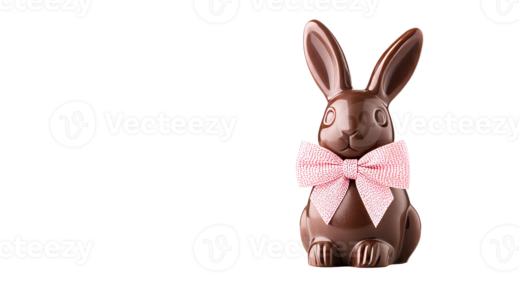 Chocolate Easter bunny wearing a bow tie, cut out transparent png