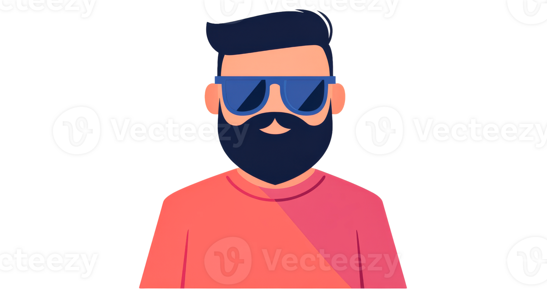 Man portrait with beard in sunglasses, cut out transparent png