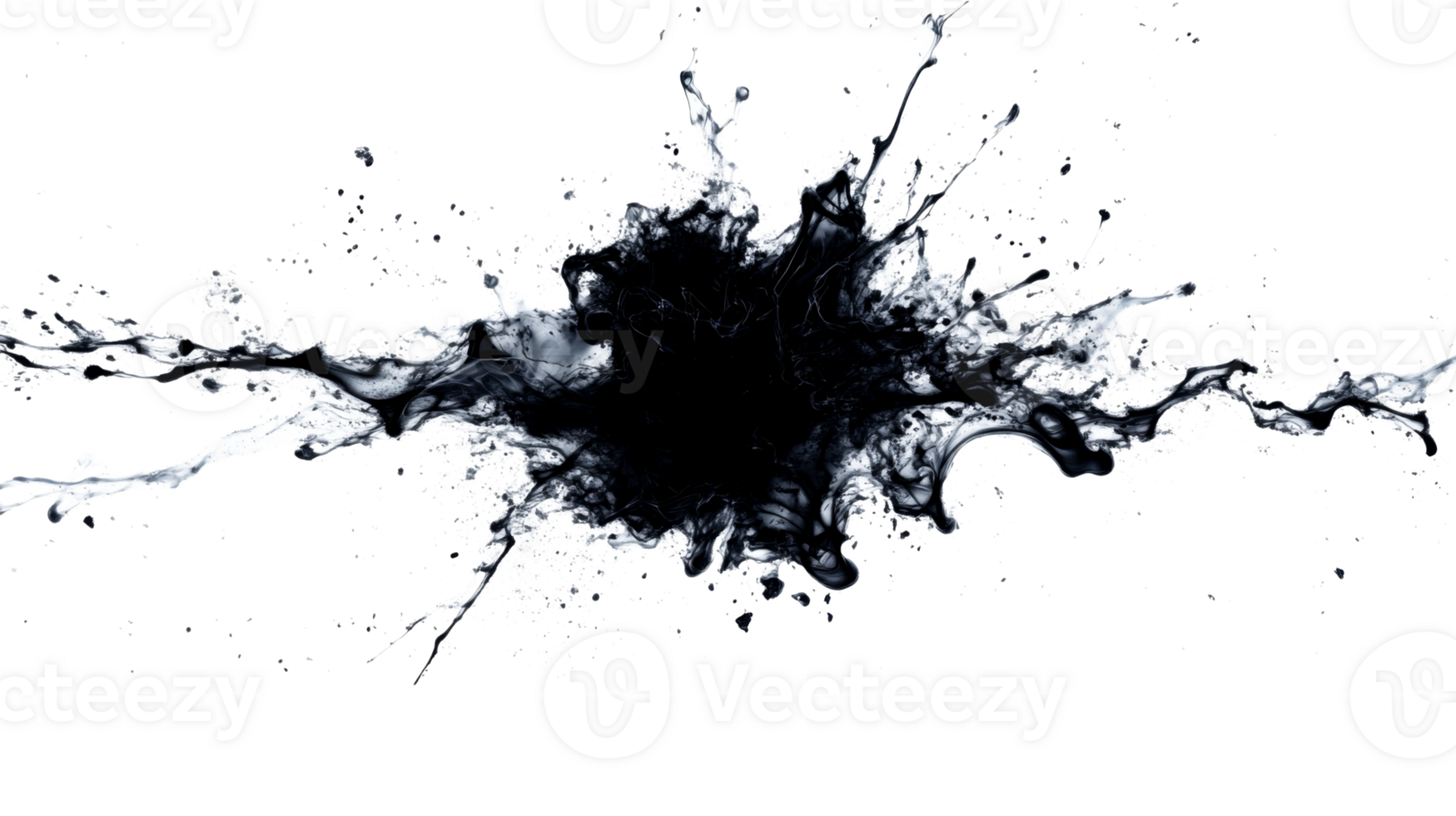 Water splash with high resolution details on a black background, cut out transparent png