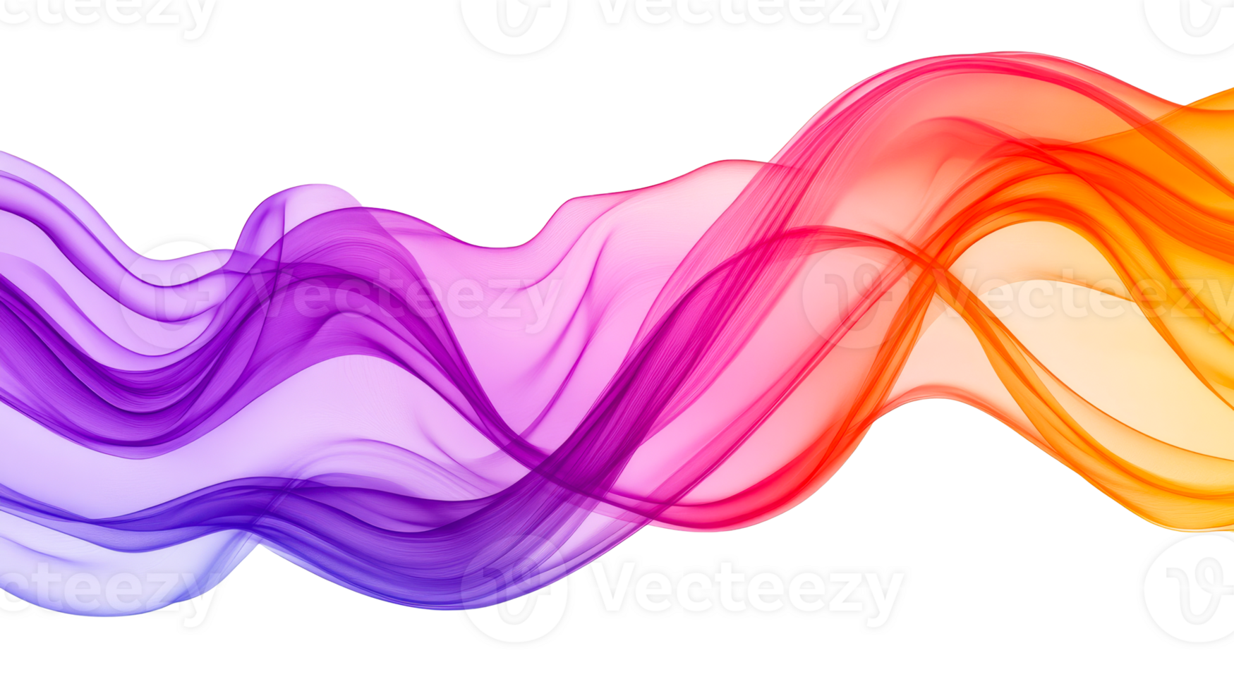 Flowing gradient ribbons, colorful smooth wavy lines, abstract background, cut out transparent png