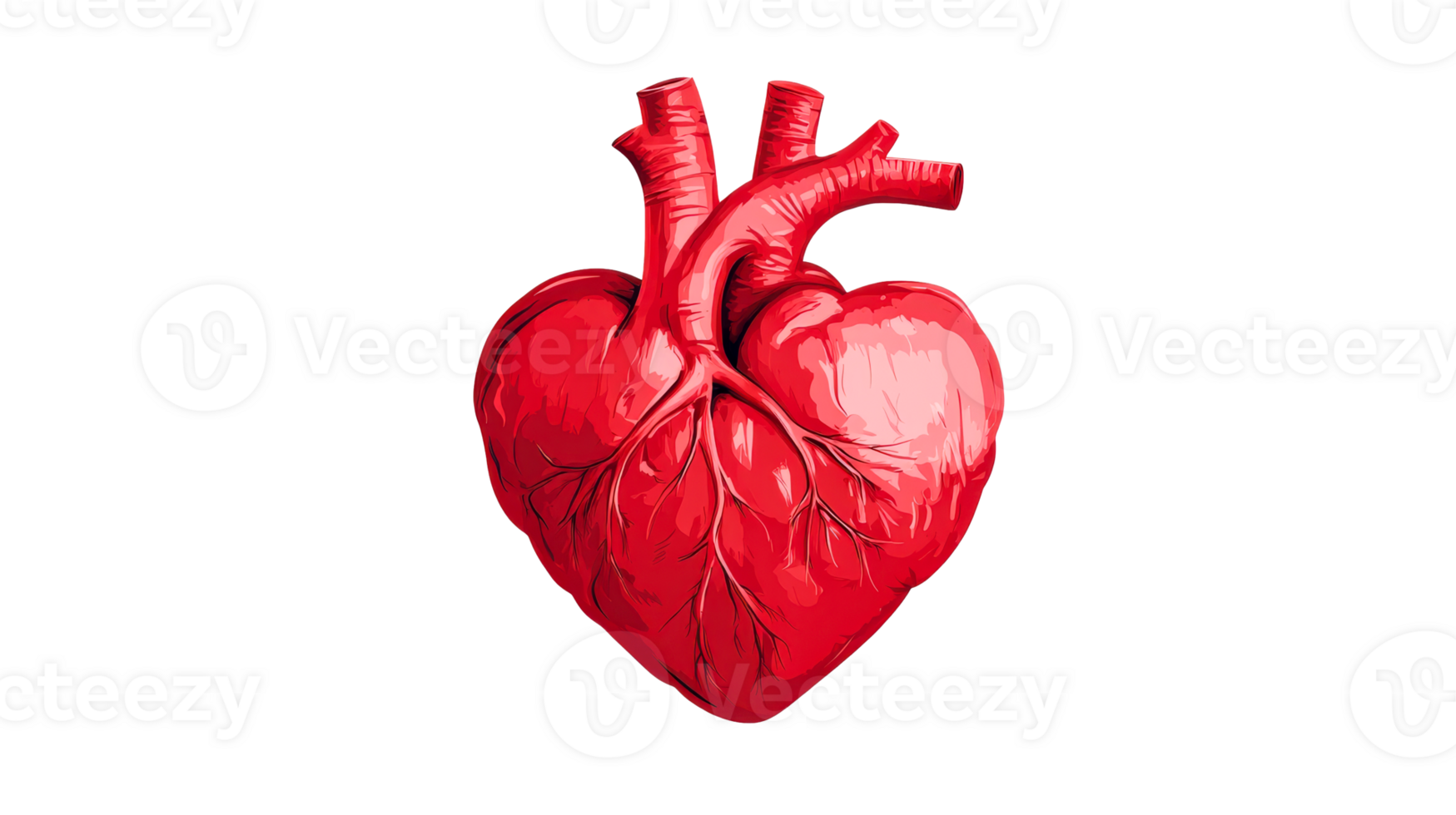 Anatomical Heart Illustration in Red Detail, cut out transparent png