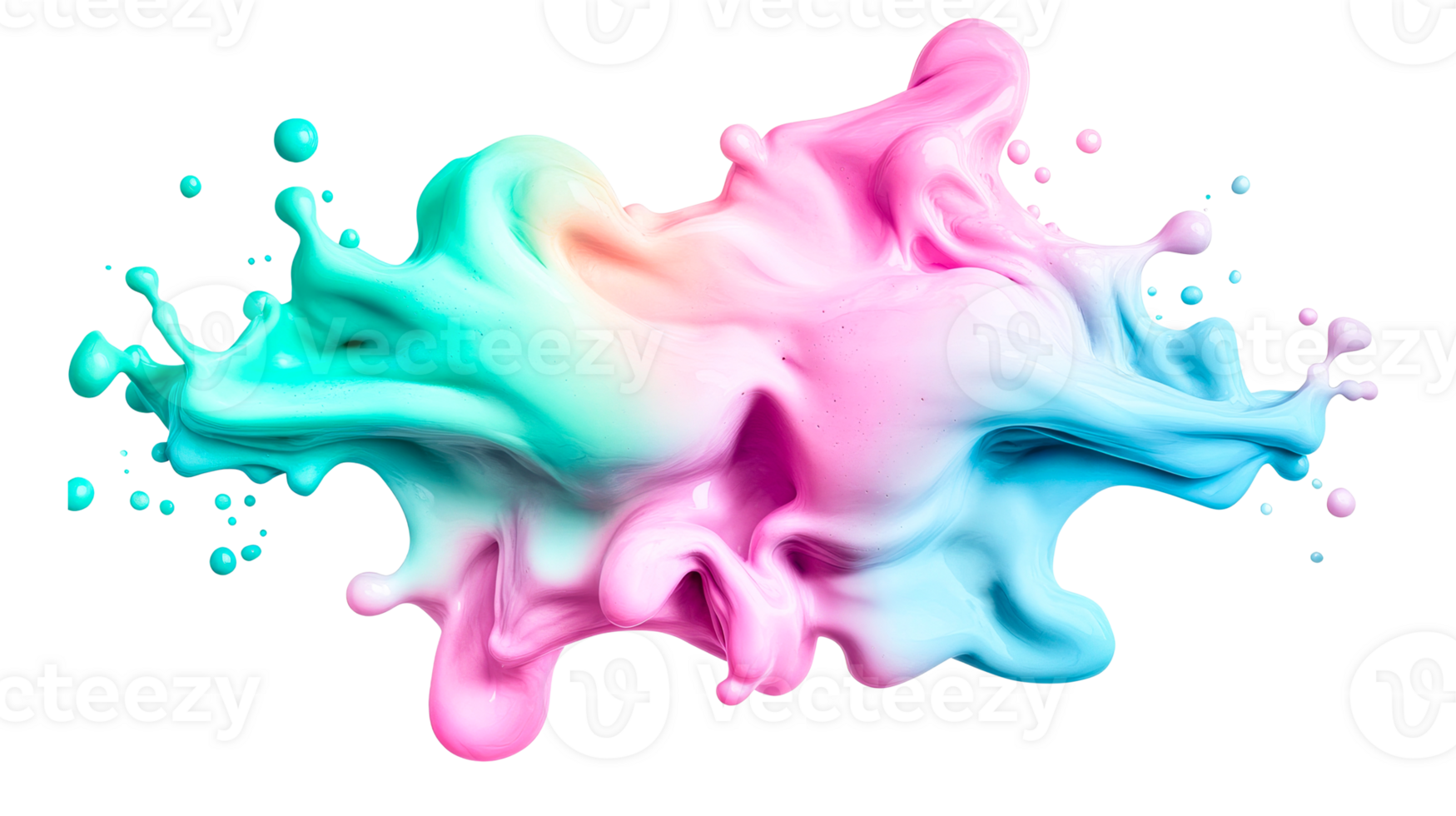 Splashing paint with blue, pink, turquoise, swirl, color , cut out transparent png