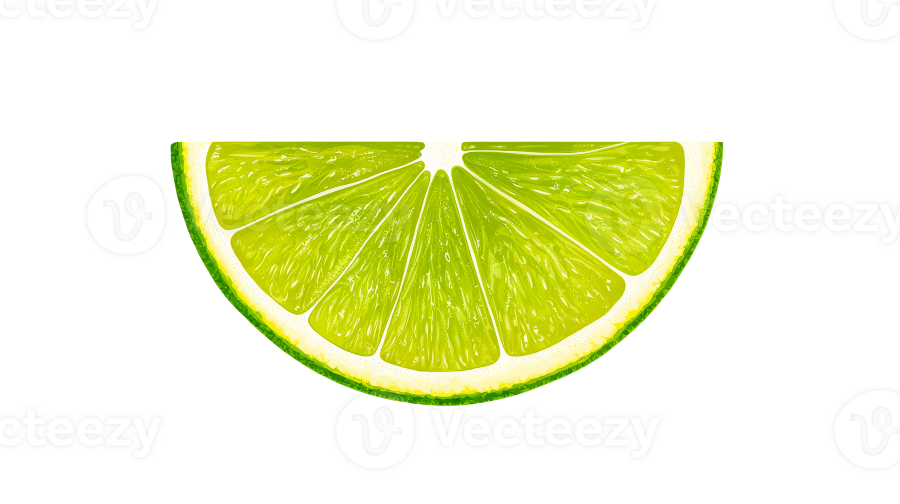 Lime slice close up vibrant colors, freshness, green fruit, cut out transparent png