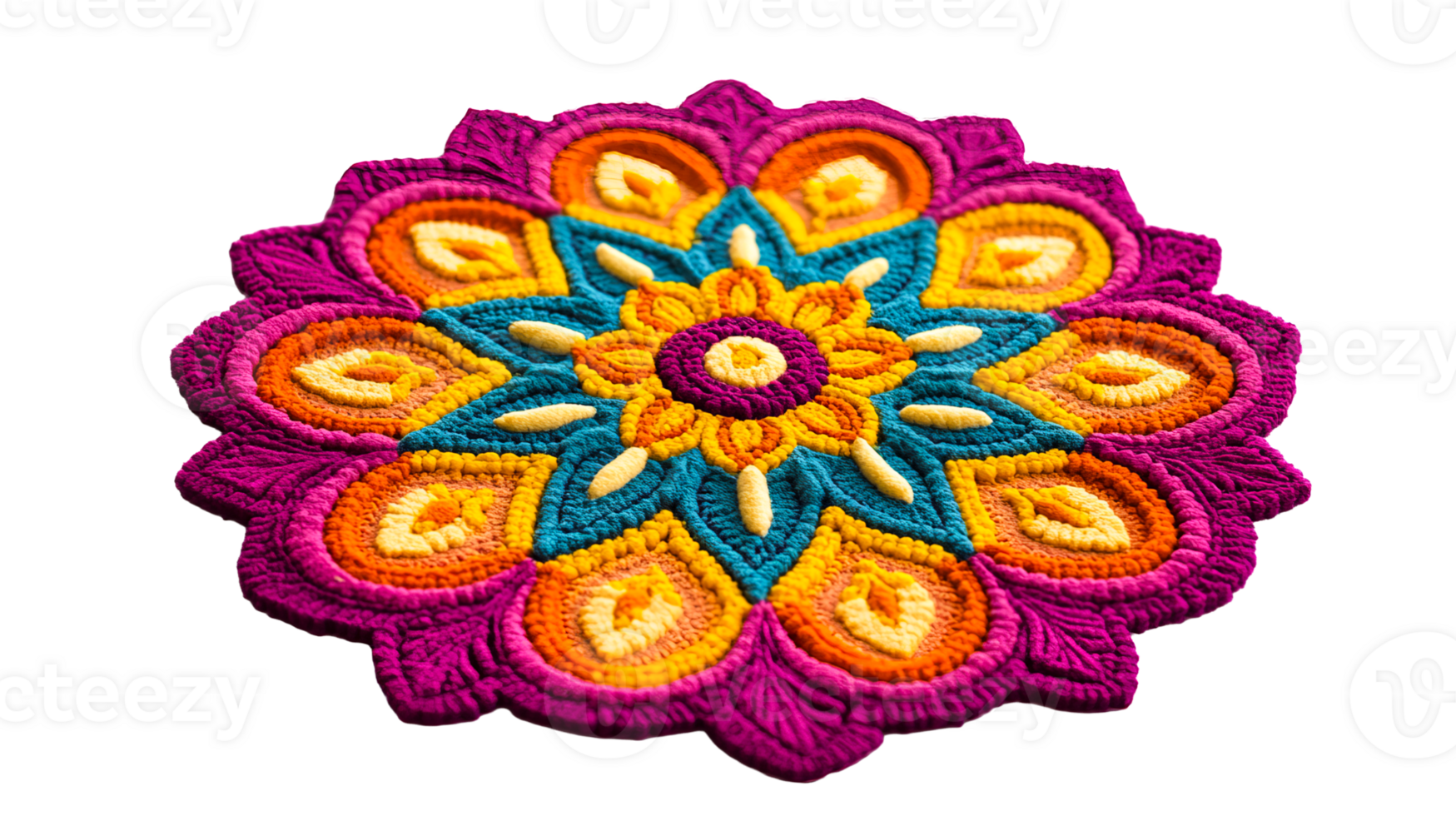 Intricate Colorful Handmade Crochet Mandala Design, cut out transparent png