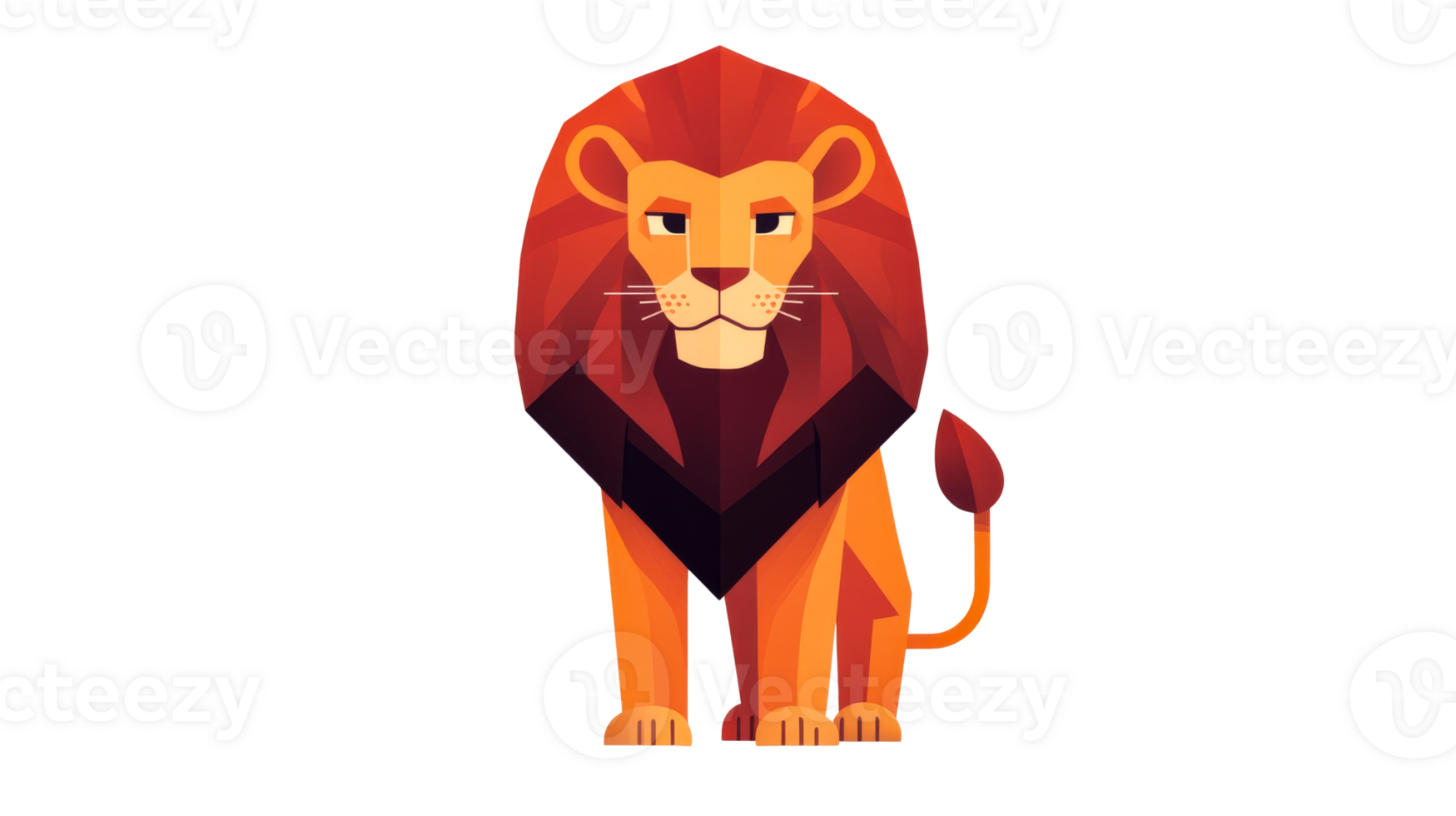 Lion illustration in geometric style, cut out transparent png