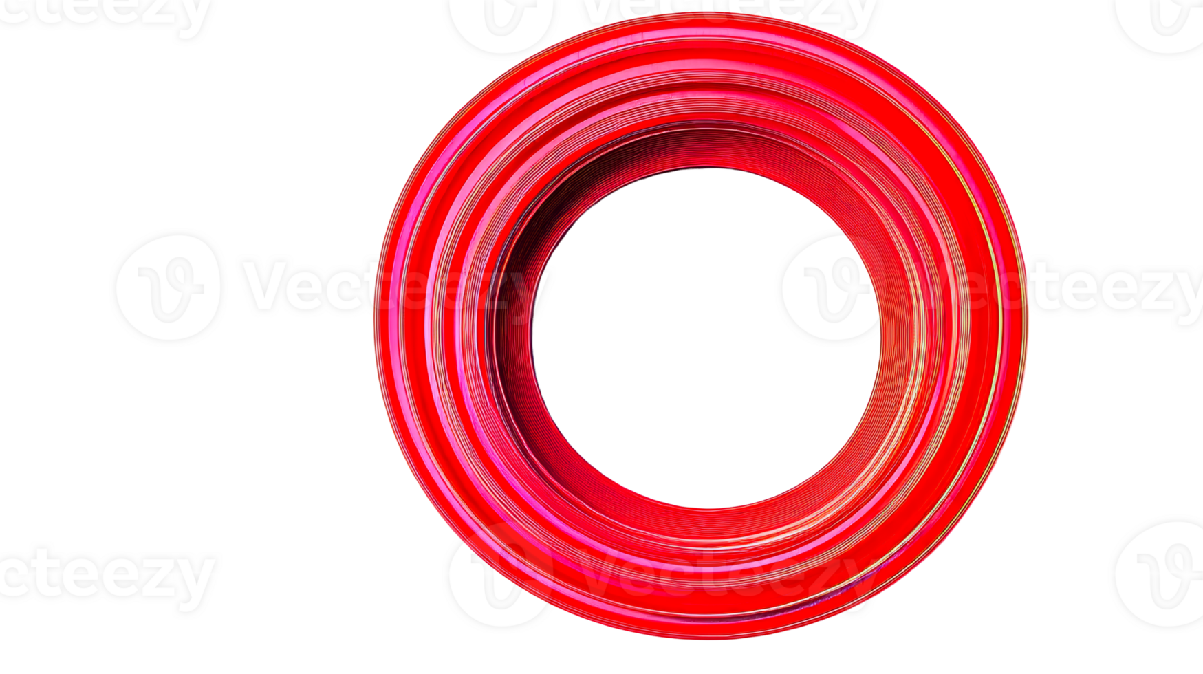 Red concentric circles design graphic element, cut out transparent png