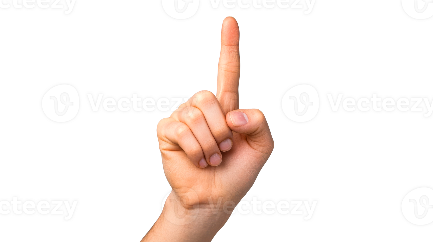 Hand with index finger pointing upwards, cut out transparent png
