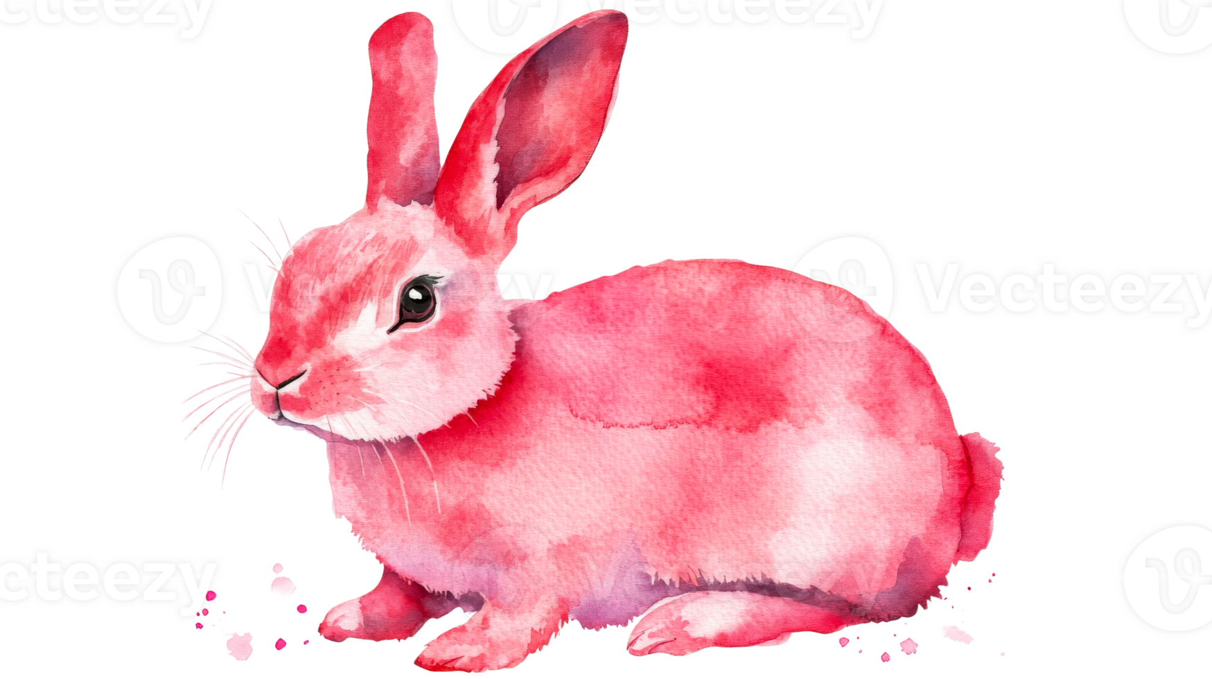 Watercolor bunny, illustration, bright color, animal, adorable, cut out transparent png