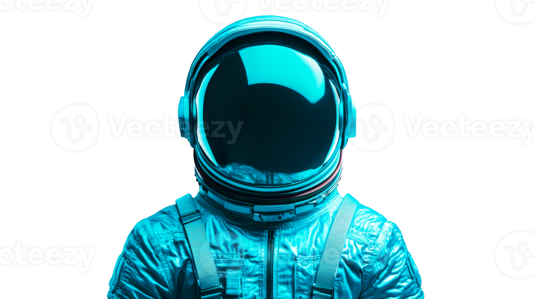 Astronaut in a blue spacesuit with helmet, cut out transparent png
