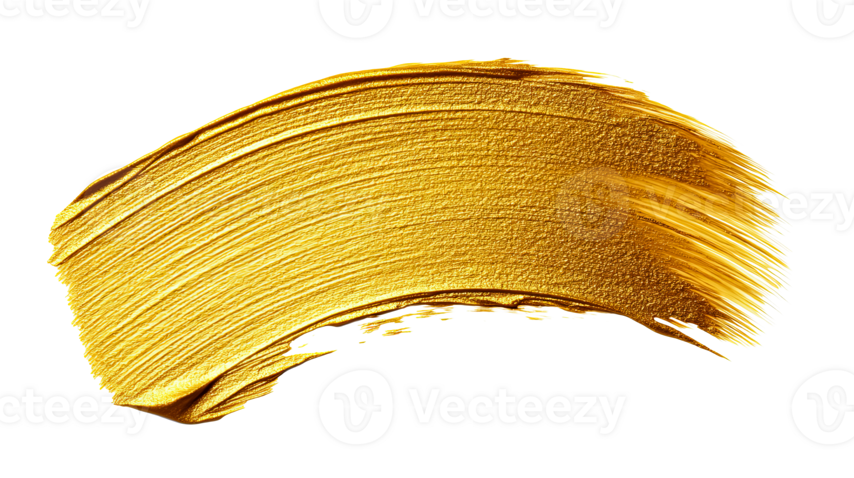 Abstract golden brush stroke, paint application, isolated shape, cut out transparent png