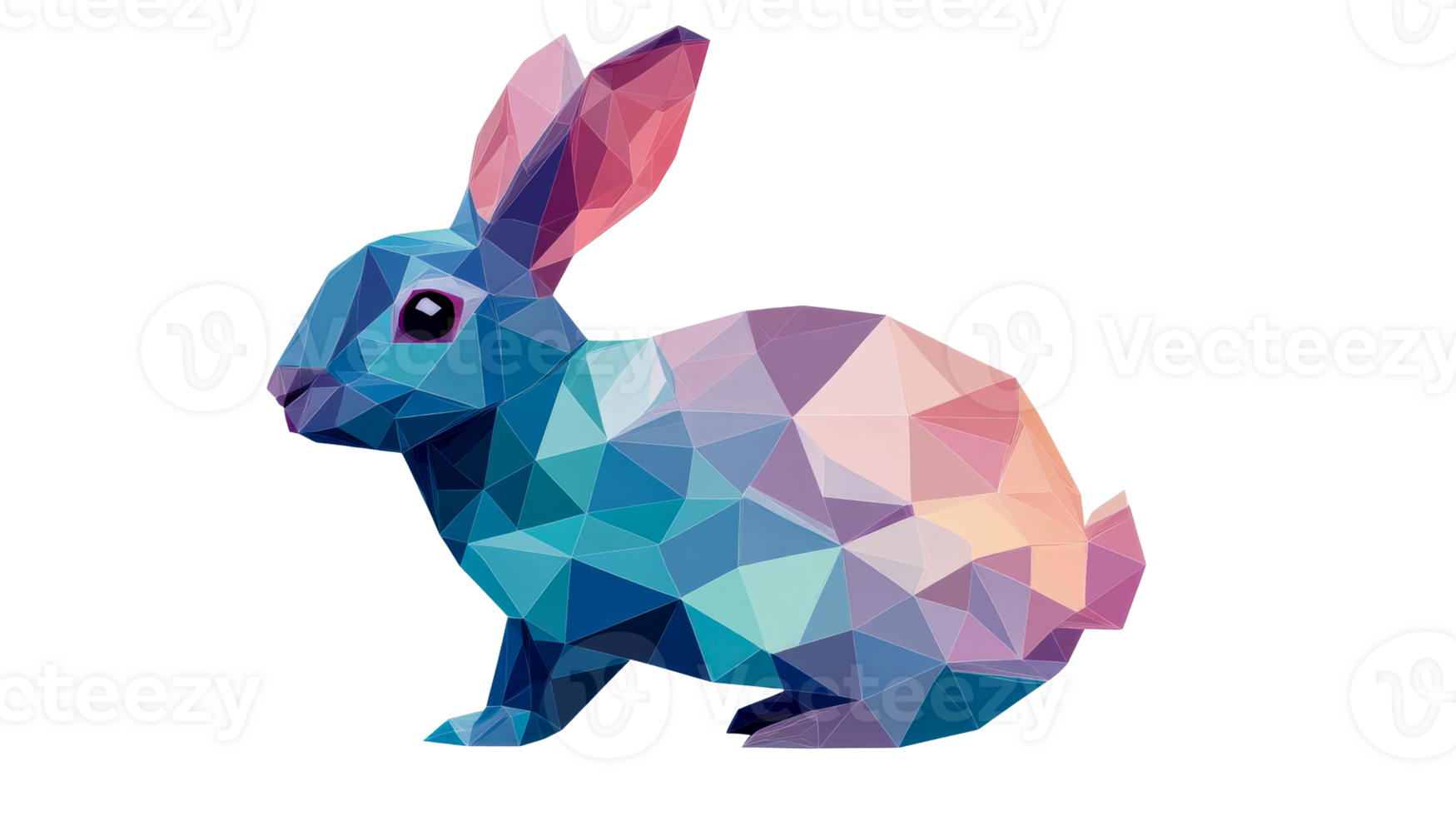 Low poly rabbit geometric art style animal illustration , cut out transparent png