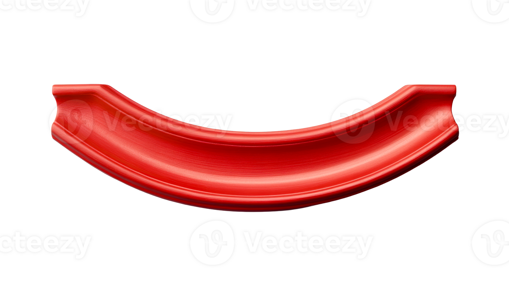 Bright red semicircle design element, curve, isolated object, cut out transparent png