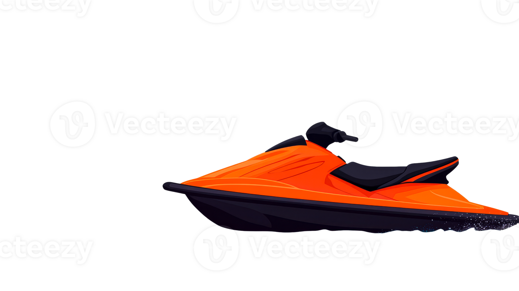 Vivid Jet Ski Illustration on Black Background, cut out transparent png
