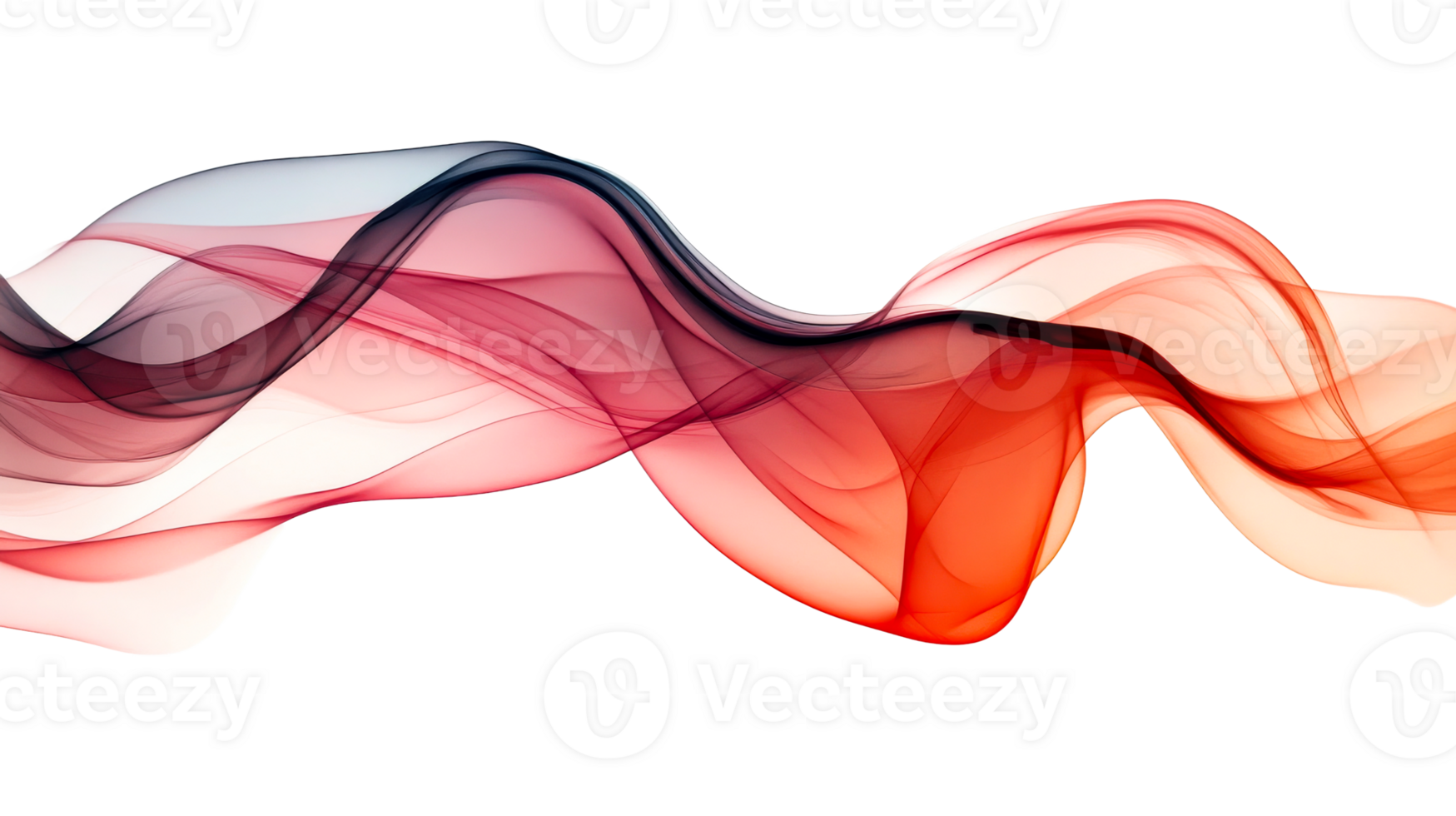 Abstract flowing curves of crimson color, cut out transparent png