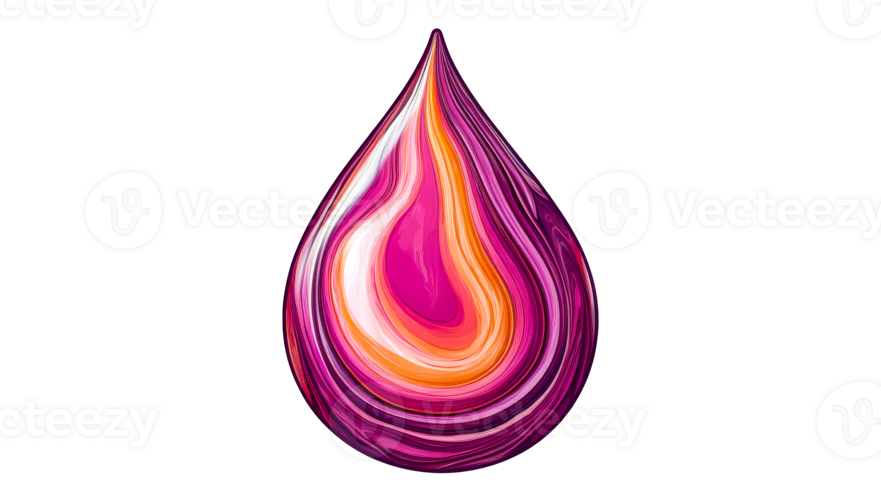 Abstract droplet shape with colorful paint effect , cut out transparent png