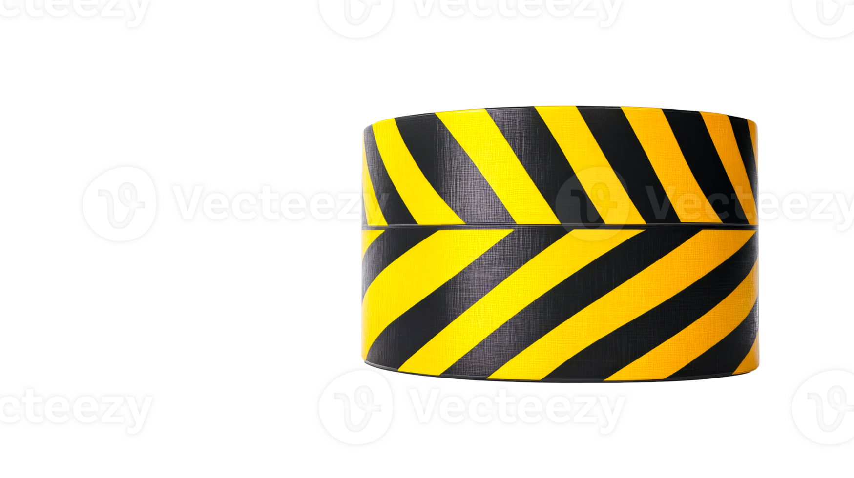 Black and yellow safety cylinder with diagonal stripes, cut out transparent png