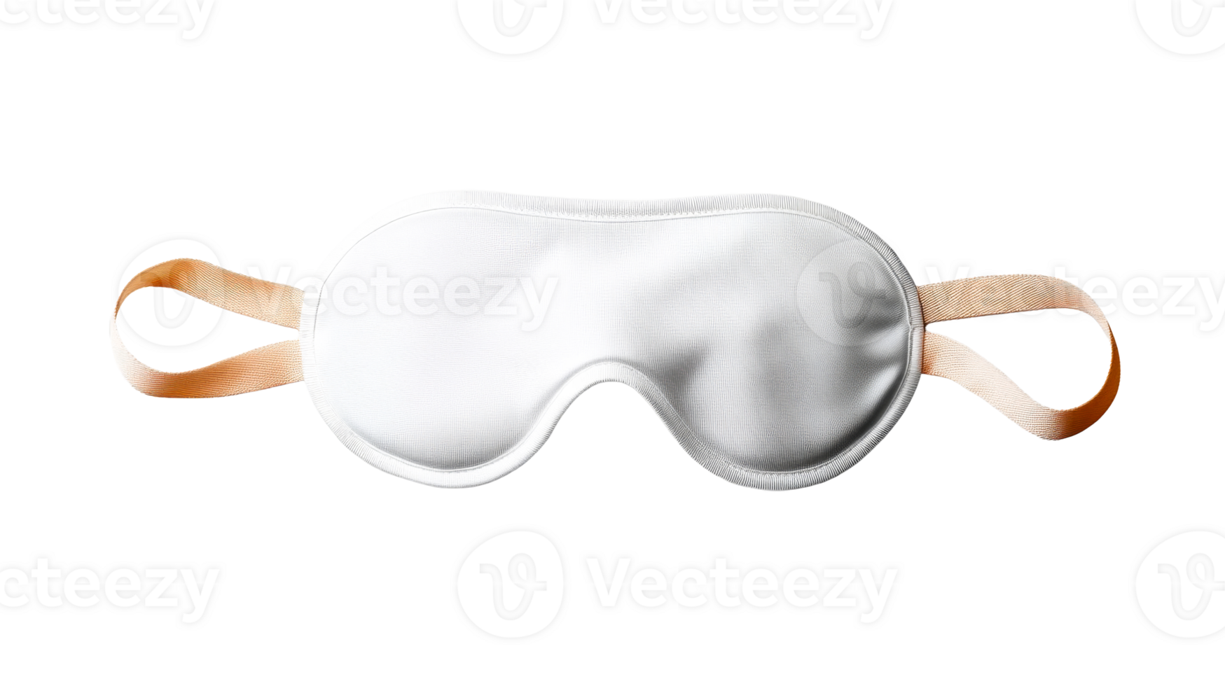 White sleep mask with orange straps, cut out transparent png
