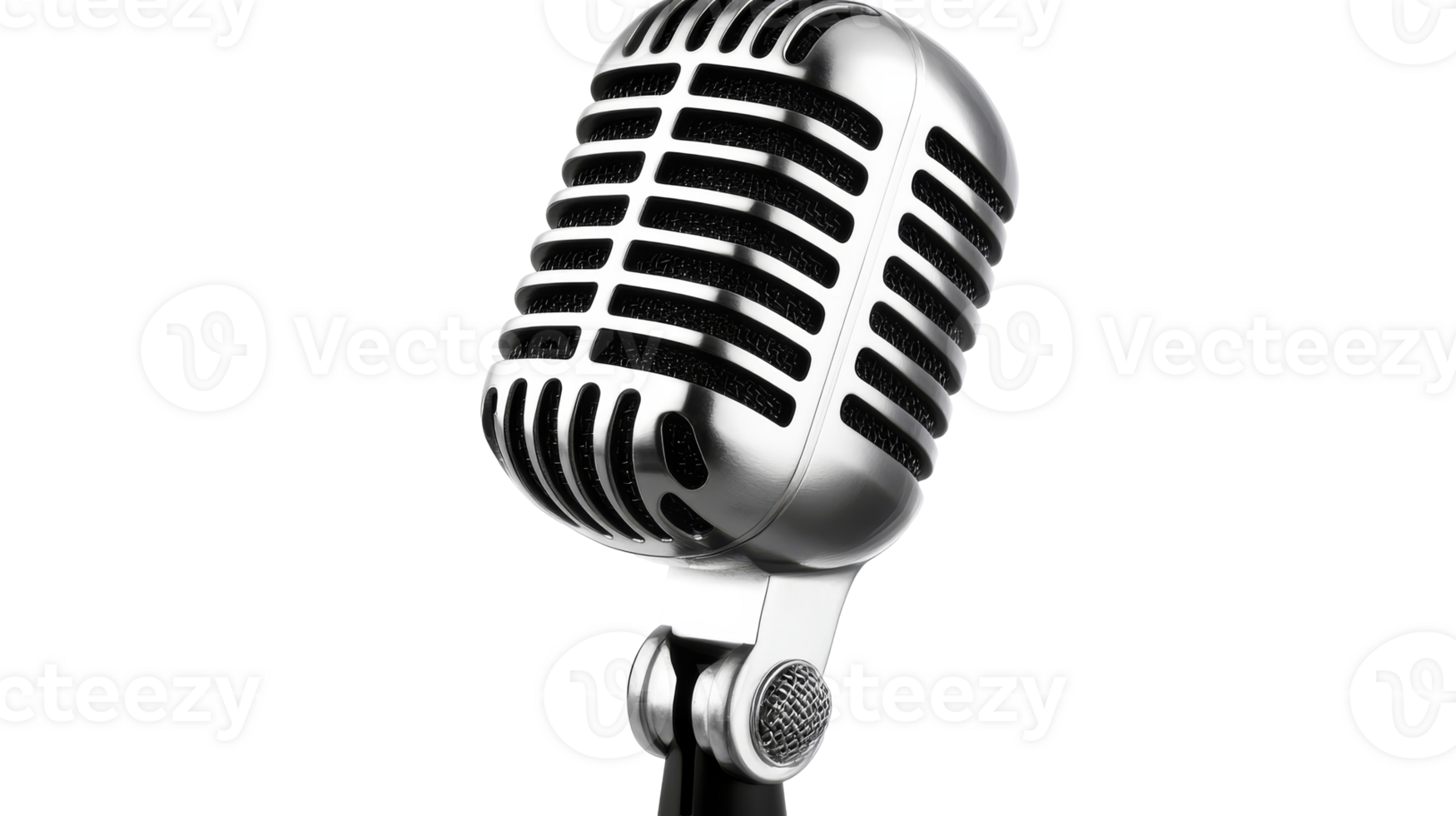 Vintage microphone on transparent background for music and speech png